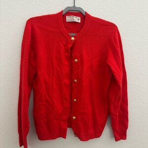 Pringle Red Cardigan with Gold Accents